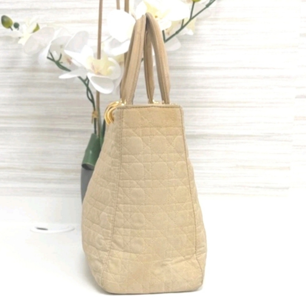 Christian Dior Vintage Lady Dior Bag Cannage Tan Quilt Nylon Medium COA included - Picture 2 of 15